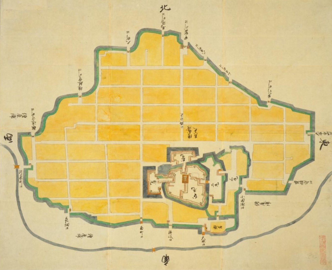 奥州若松城之図（『日本古城絵図　東山道之部』国立国会図書館デジタルコレクション ）の画像。